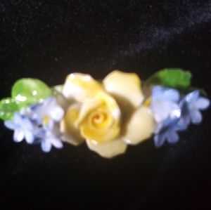 Vintage Floral Porcelain Rose Pin